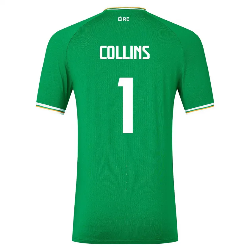Danxen Barn Irland Joe Collins #1 Grønn Hjemmetrøye Drakt Trøye 24-26 Skjorter T-Skjorte
