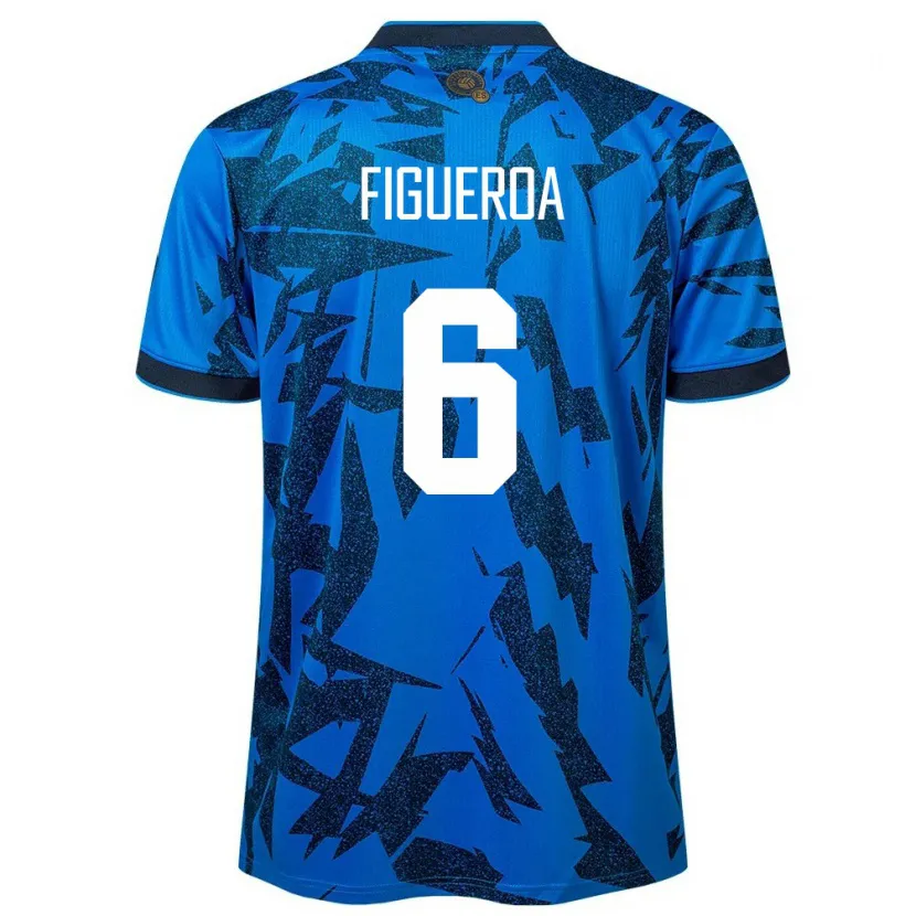 Danxen Barn El Salvador Elder Figueroa #6 Blå Hjemmetrøye Drakt Trøye 24-26 Skjorter T-Skjorte