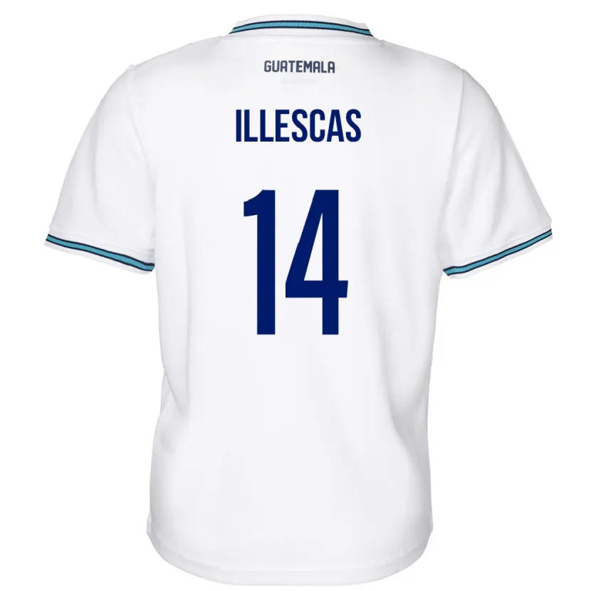Danxen Barn Guatemala Kevin Illescas #14 Hvit Hjemmetrøye Drakt Trøye 24-26 Skjorter T-Skjorte