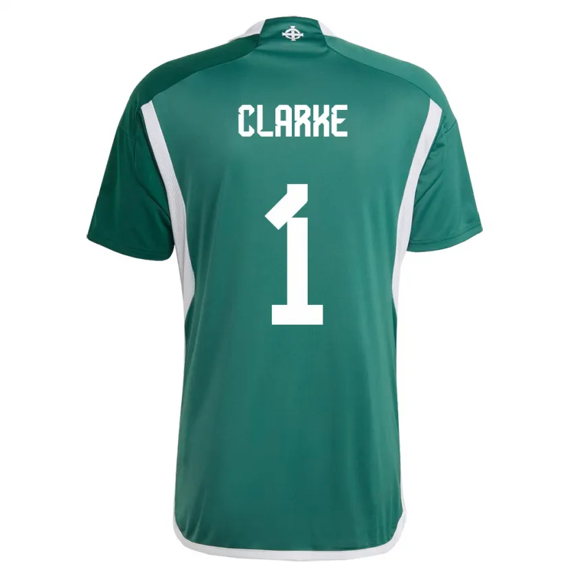 Danxen Barn Nord-Irland Josh Clarke #1 Grønn Hjemmetrøye Drakt Trøye 24-26 Skjorter T-Skjorte