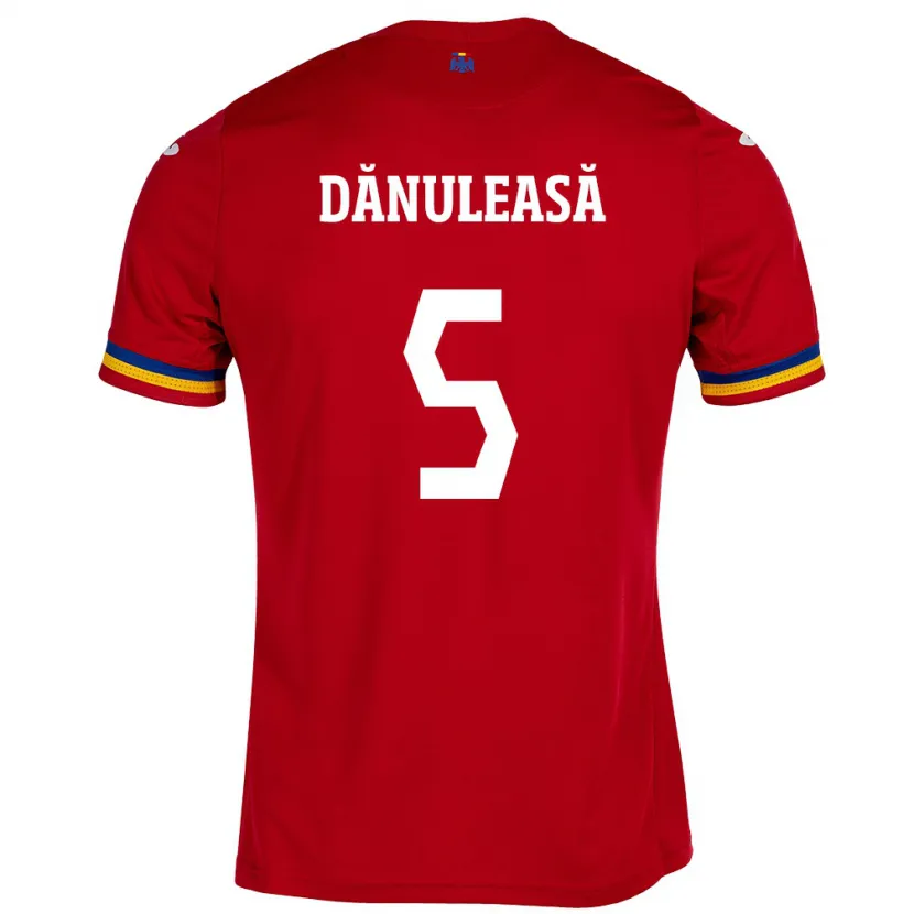 Danxen Barn Romania Gabriel Dănuleasă #5 Rød Bortetrøye Drakt Trøye 24-26 Skjorter T-Skjorte