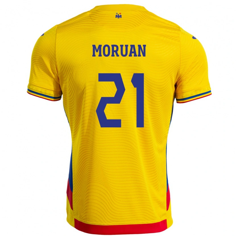 Danxen Mann Romania Olimpiu Moruţan #21 Gul Hjemmetrøye Drakt Trøye 24-26 Skjorter T-Skjorte