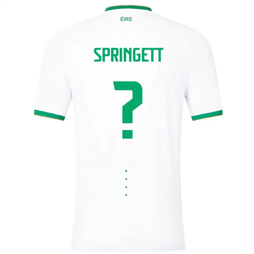 Danxen Mann Irland Tony Springett #0 Hvit Bortetrøye Drakt Trøye 24-26 Skjorter T-Skjorte