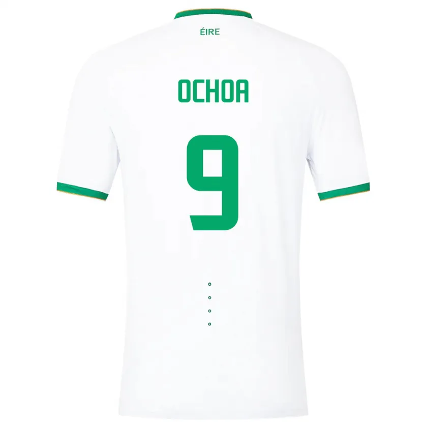 Danxen Mann Irland Aarón Ochoa #9 Hvit Bortetrøye Drakt Trøye 24-26 Skjorter T-Skjorte