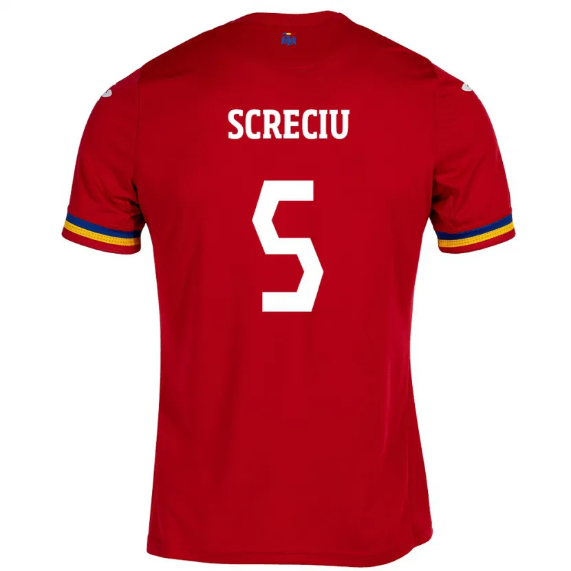Danxen Mann Romania Vladimir Screciu #5 Rød Bortetrøye Drakt Trøye 24-26 Skjorter T-Skjorte