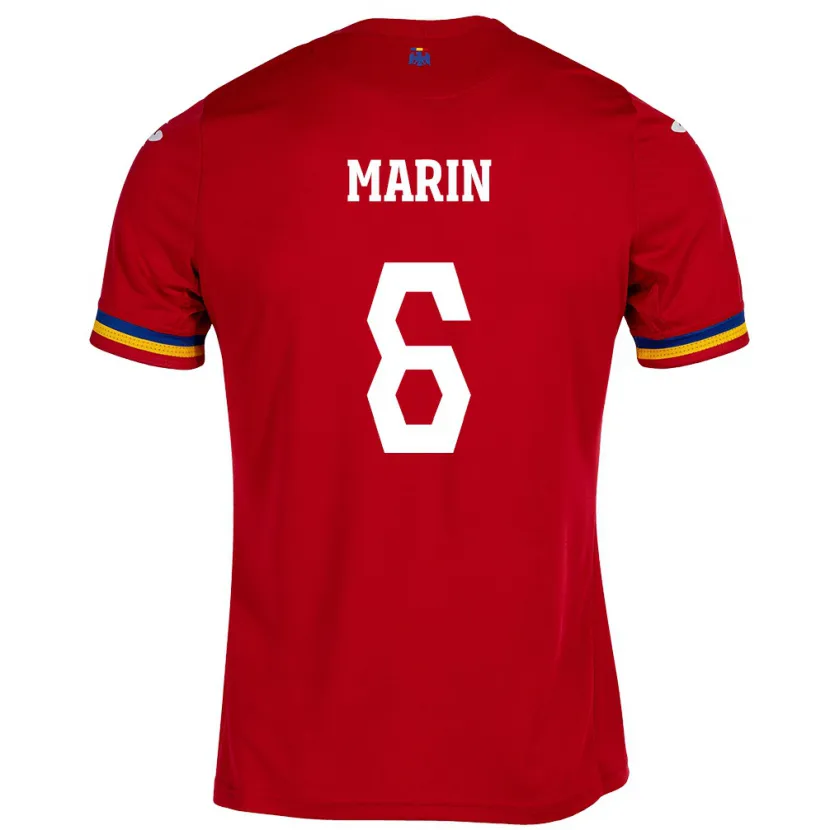 Danxen Mann Romania Marius Marin #6 Rød Bortetrøye Drakt Trøye 24-26 Skjorter T-Skjorte