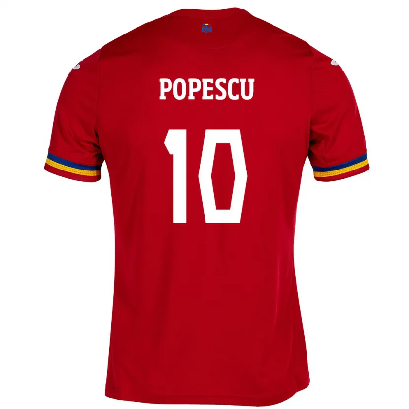 Danxen Mann Romania Octavian Popescu #10 Rød Bortetrøye Drakt Trøye 24-26 Skjorter T-Skjorte