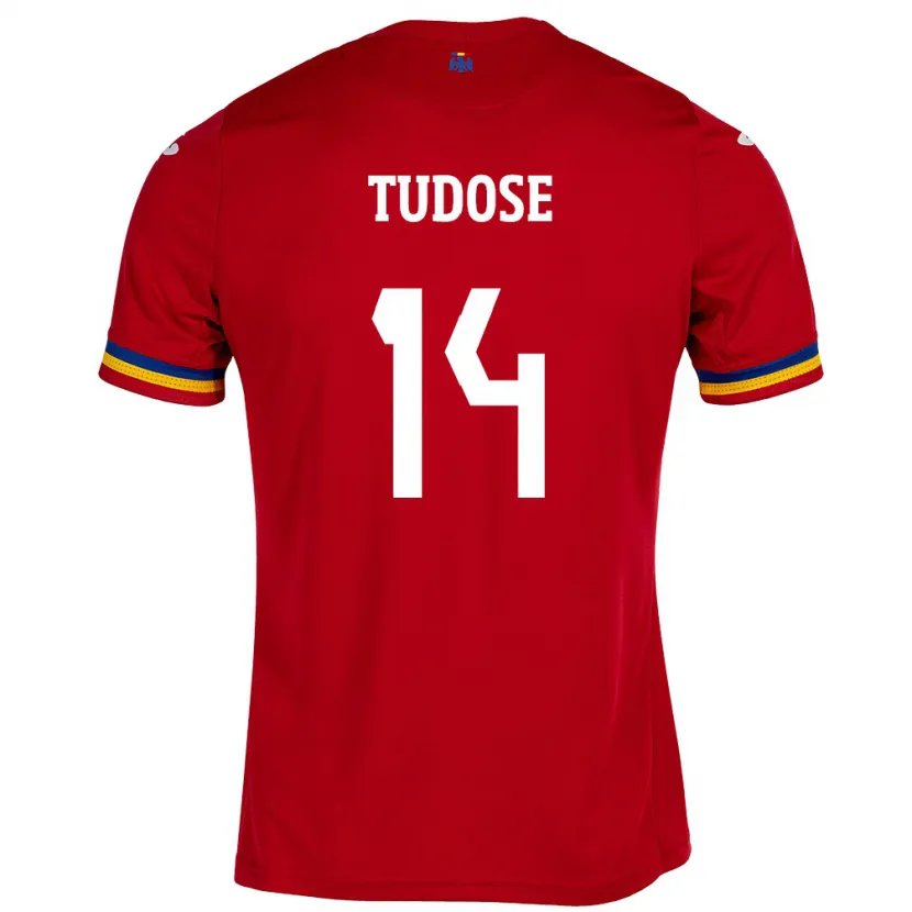 Danxen Mann Romania Mario Tudose #14 Rød Bortetrøye Drakt Trøye 24-26 Skjorter T-Skjorte