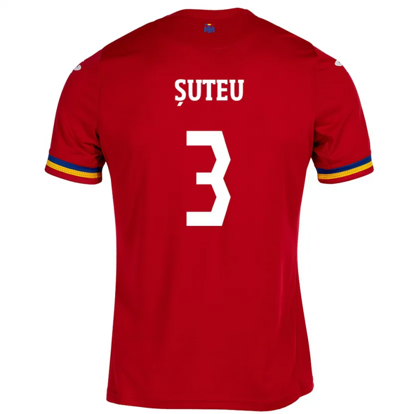 Danxen Mann Romania Alexandru Șuteu #3 Rød Bortetrøye Drakt Trøye 24-26 Skjorter T-Skjorte