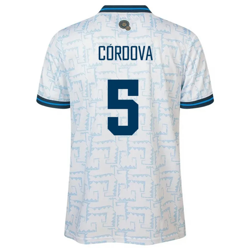 Danxen Mann El Salvador Edwin Córdova #5 Hvit Bortetrøye Drakt Trøye 24-26 Skjorter T-Skjorte