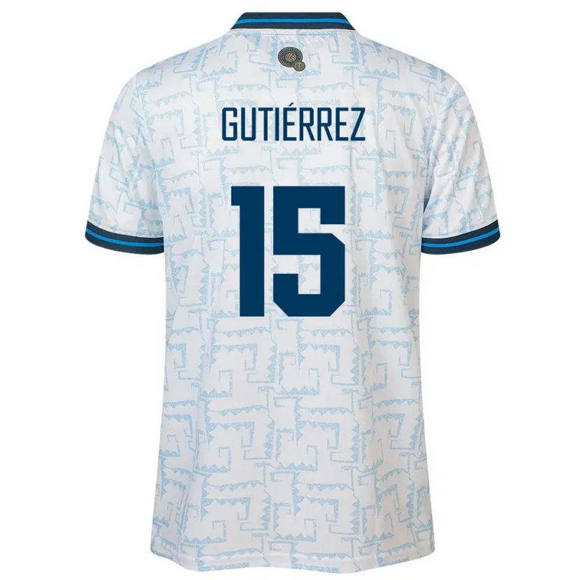 Danxen Mann El Salvador Danya Gutiérrez #15 Hvit Bortetrøye Drakt Trøye 24-26 Skjorter T-Skjorte