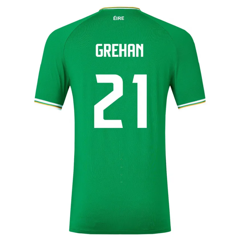 Danxen Dame Irland Sean Grehan #21 Grønn Hjemmetrøye Drakt Trøye 24-26 Skjorter T-Skjorte