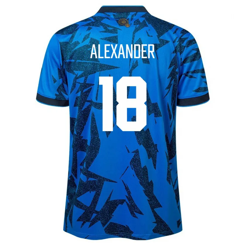 Danxen Dame El Salvador Alexander Aguilar #18 Blå Hjemmetrøye Drakt Trøye 24-26 Skjorter T-Skjorte