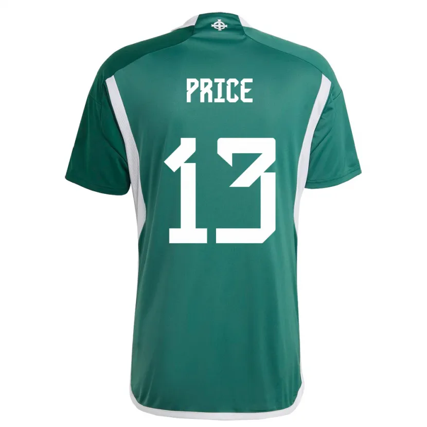 Danxen Dame Nord-Irland Isaac Price #13 Grønn Hjemmetrøye Drakt Trøye 24-26 Skjorter T-Skjorte