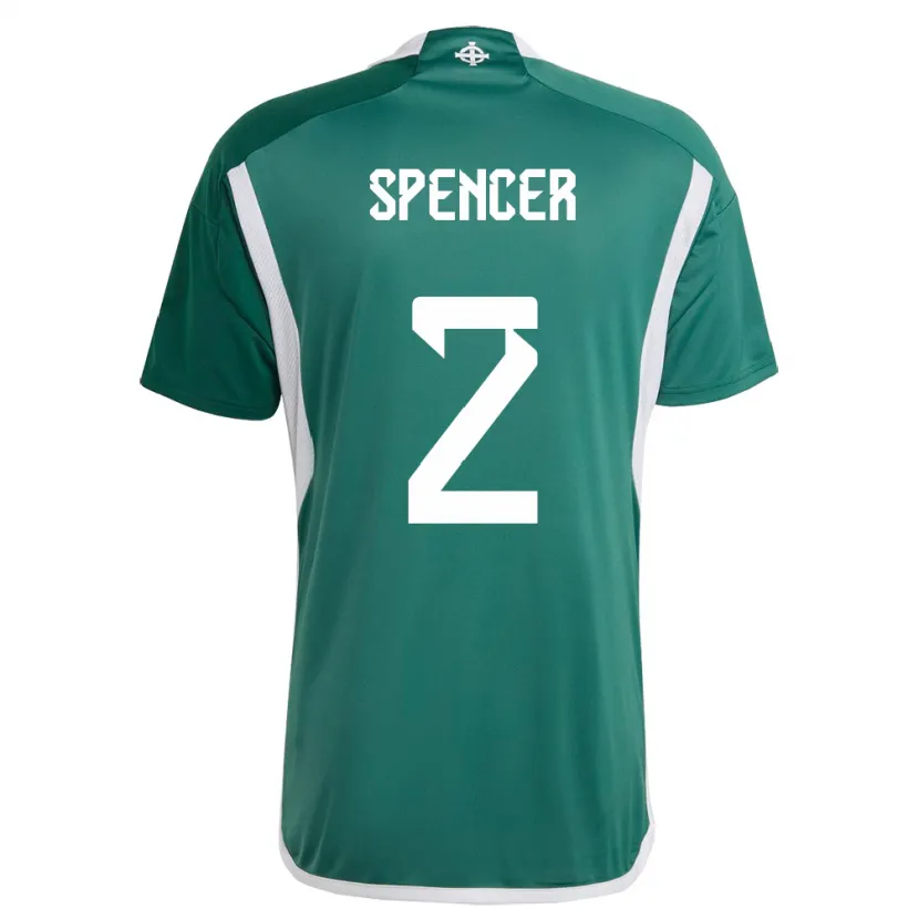 Danxen Dame Nord-Irland Brodie Spencer #2 Grønn Hjemmetrøye Drakt Trøye 24-26 Skjorter T-Skjorte