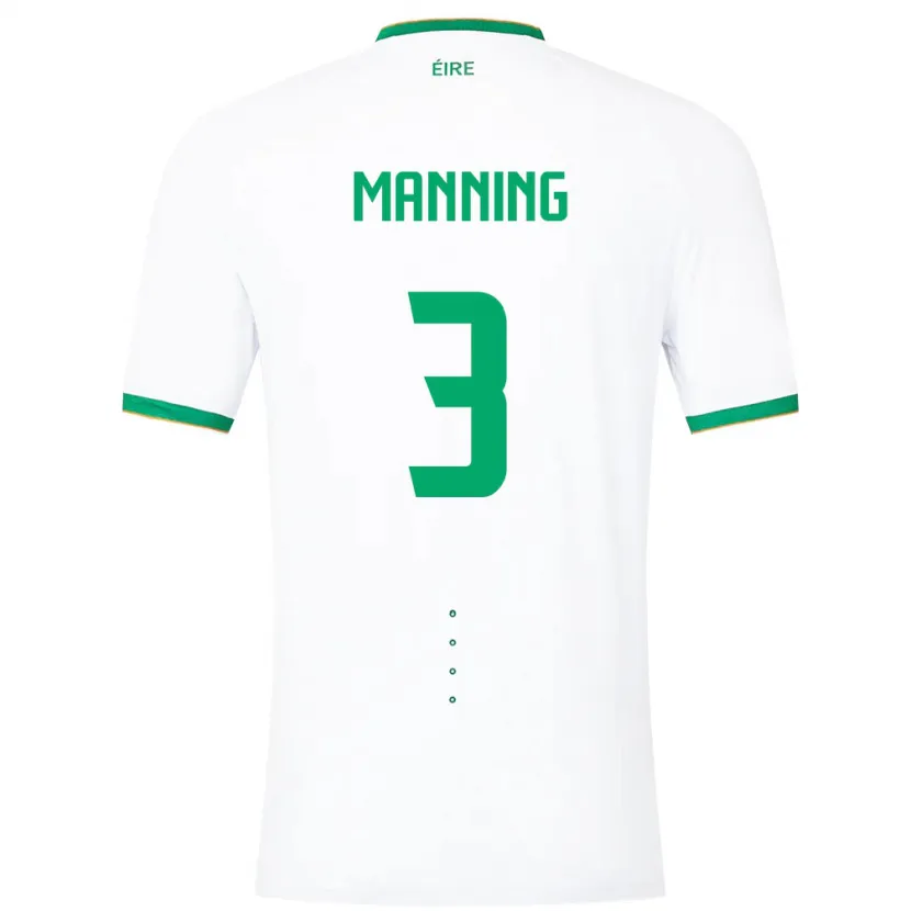Danxen Dame Irland Ryan Manning #3 Hvit Bortetrøye Drakt Trøye 24-26 Skjorter T-Skjorte