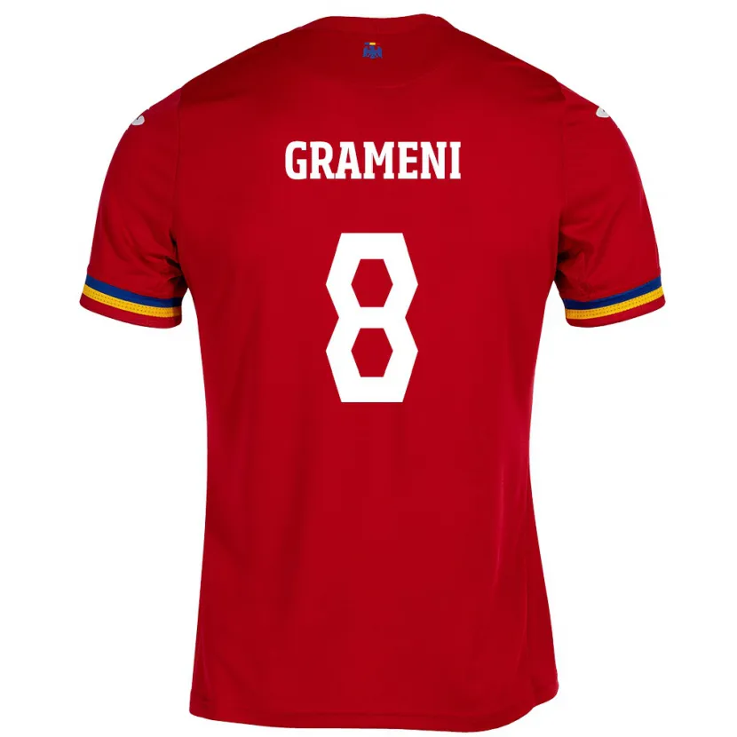 Danxen Dame Romania Constantin Grameni #8 Rød Bortetrøye Drakt Trøye 24-26 Skjorter T-Skjorte