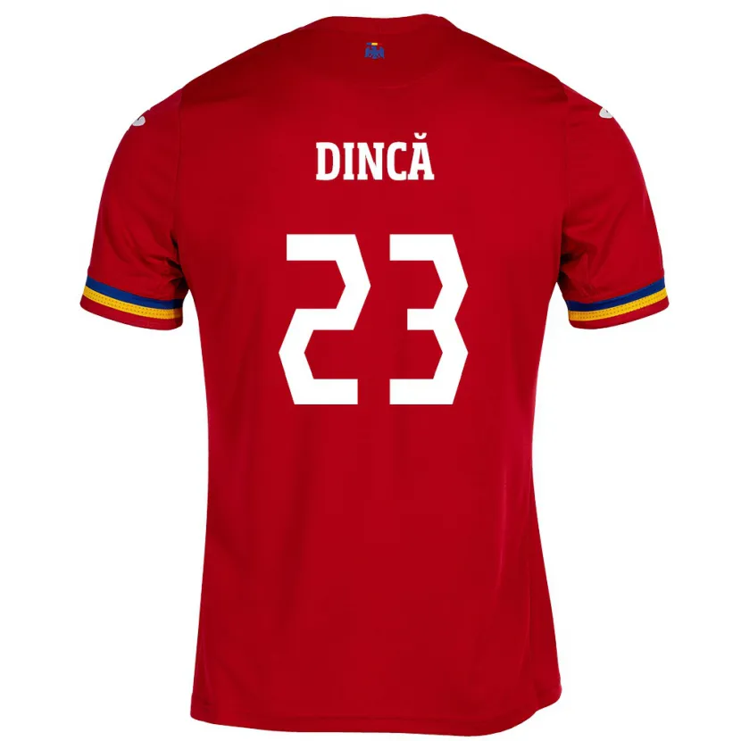 Danxen Dame Romania David Dincă #23 Rød Bortetrøye Drakt Trøye 24-26 Skjorter T-Skjorte