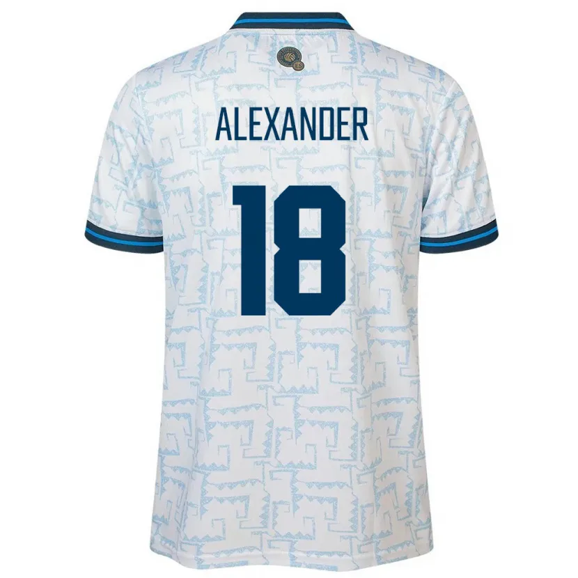 Danxen Dame El Salvador Alexander Aguilar #18 Hvit Bortetrøye Drakt Trøye 24-26 Skjorter T-Skjorte