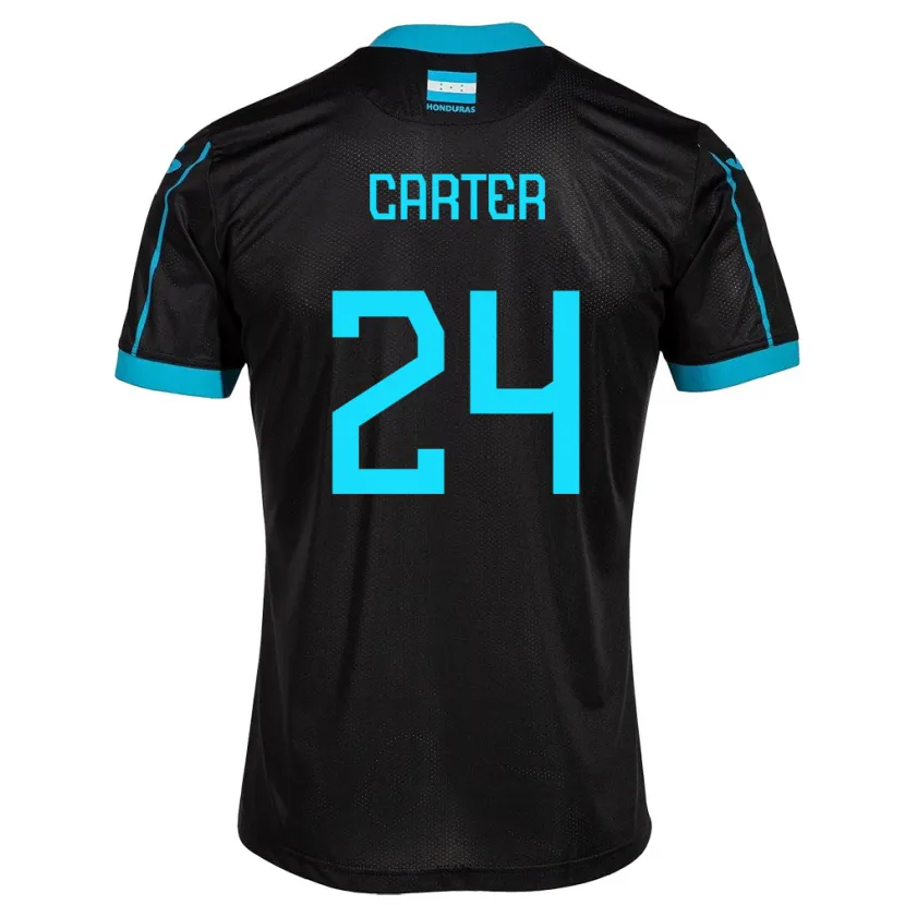 Danxen Dame Honduras Daniel Carter #24 Svart Bortetrøye Drakt Trøye 24-26 Skjorter T-Skjorte