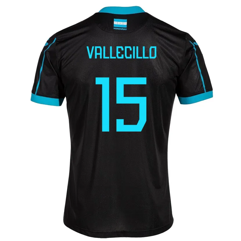 Danxen Dame Honduras Eric Vallecillo #15 Svart Bortetrøye Drakt Trøye 24-26 Skjorter T-Skjorte