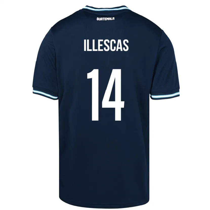 Danxen Dame Guatemala Kevin Illescas #14 Blå Bortetrøye Drakt Trøye 24-26 Skjorter T-Skjorte