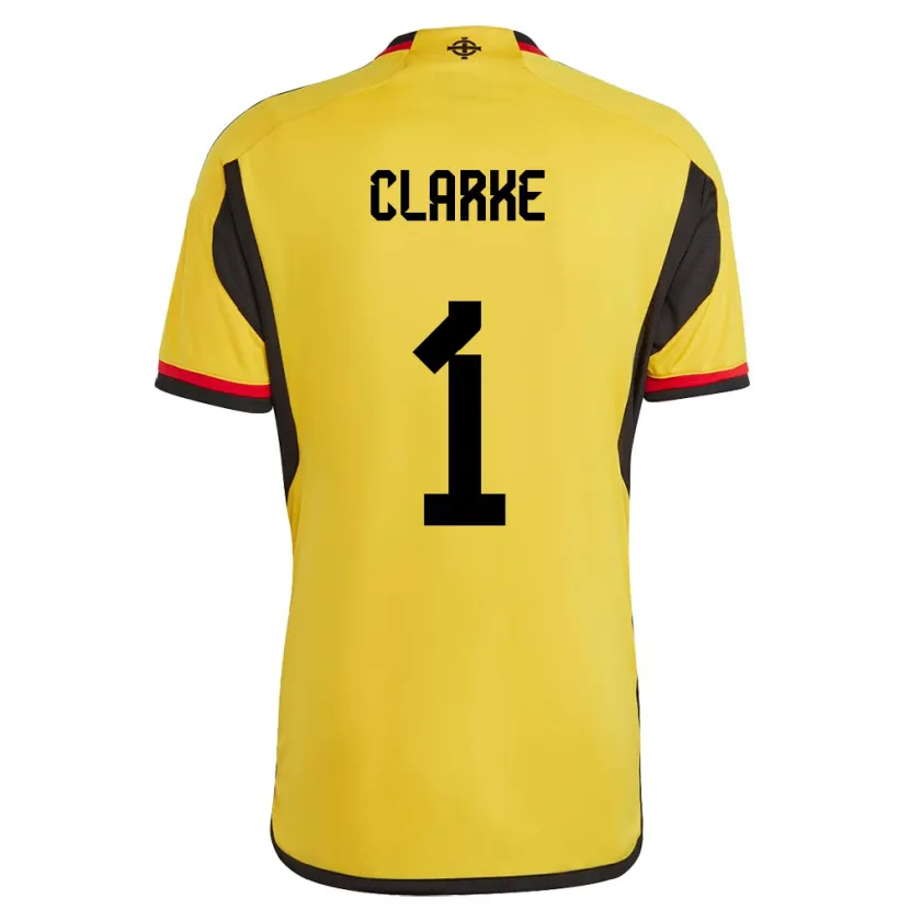 Danxen Dame Nord-Irland Josh Clarke #1 Hvit Bortetrøye Drakt Trøye 24-26 Skjorter T-Skjorte