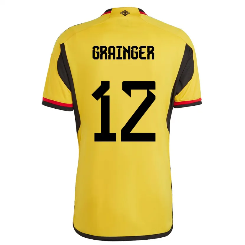 Danxen Dame Nord-Irland Owen Grainger #12 Hvit Bortetrøye Drakt Trøye 24-26 Skjorter T-Skjorte