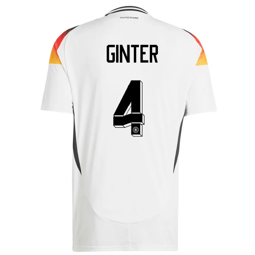 Danxen Barn Tyskland Matthias Ginter #4 Hvit Hjemmetrøye Drakt Trøye 24-26 Skjorter T-Skjorte