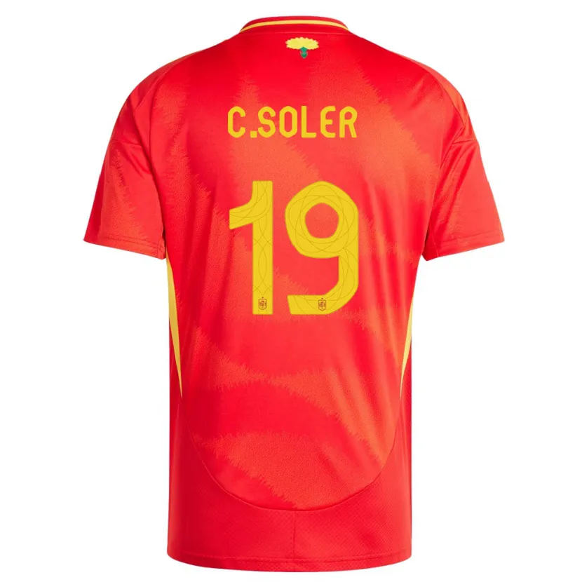 Danxen Barn Spania Carlos Soler #19 Rød Hjemmetrøye Drakt Trøye 24-26 Skjorter T-Skjorte