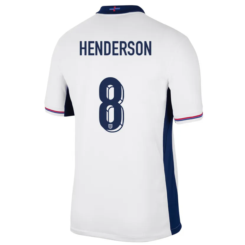 Danxen Barn England Jordan Henderson #8 Hvit Hjemmetrøye Drakt Trøye 24-26 Skjorter T-Skjorte