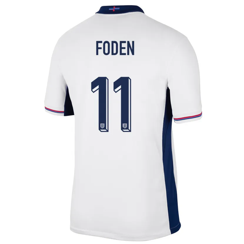 Danxen Barn England Phil Foden #11 Hvit Hjemmetrøye Drakt Trøye 24-26 Skjorter T-Skjorte