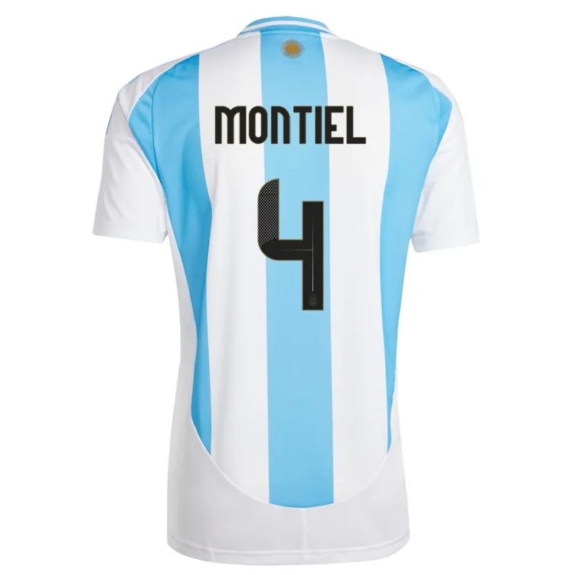 Danxen Barn Argentina Gonzalo Montiel #4 Hvit Blå Hjemmetrøye Drakt Trøye 24-26 Skjorter T-Skjorte
