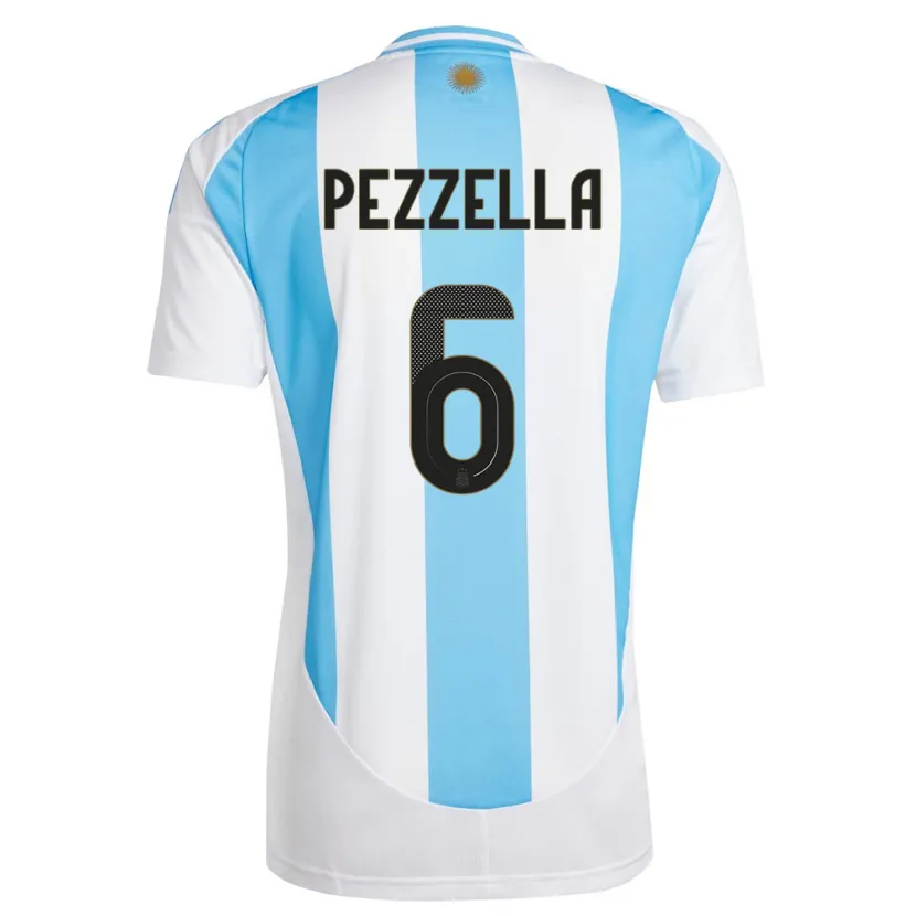 Danxen Barn Argentina German Pezzella #6 Hvit Blå Hjemmetrøye Drakt Trøye 24-26 Skjorter T-Skjorte