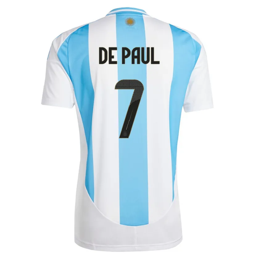 Danxen Barn Argentina Rodrigo De Paul #7 Hvit Blå Hjemmetrøye Drakt Trøye 24-26 Skjorter T-Skjorte