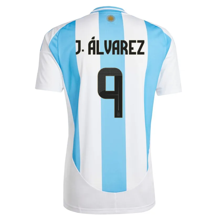 Danxen Barn Argentina Julian Alvarez #9 Hvit Blå Hjemmetrøye Drakt Trøye 24-26 Skjorter T-Skjorte