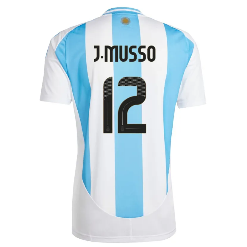 Danxen Barn Argentina Juan Musso #12 Hvit Blå Hjemmetrøye Drakt Trøye 24-26 Skjorter T-Skjorte