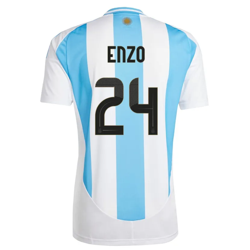Danxen Barn Argentina Enzo Fernandez #24 Hvit Blå Hjemmetrøye Drakt Trøye 24-26 Skjorter T-Skjorte
