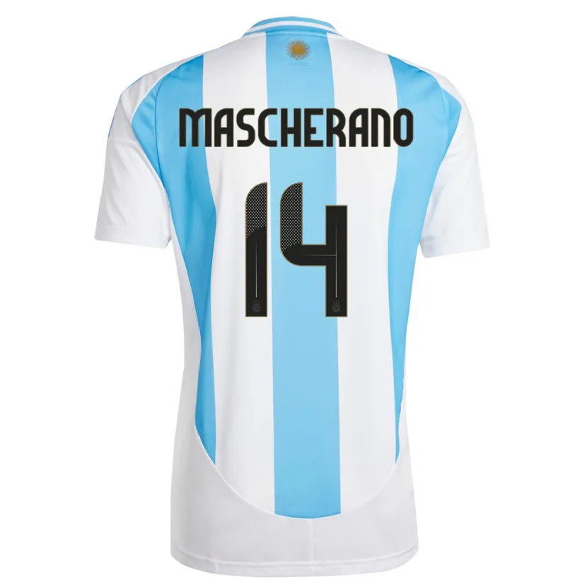Danxen Barn Argentina Javier Mascherano #14 Hvit Blå Hjemmetrøye Drakt Trøye 24-26 Skjorter T-Skjorte