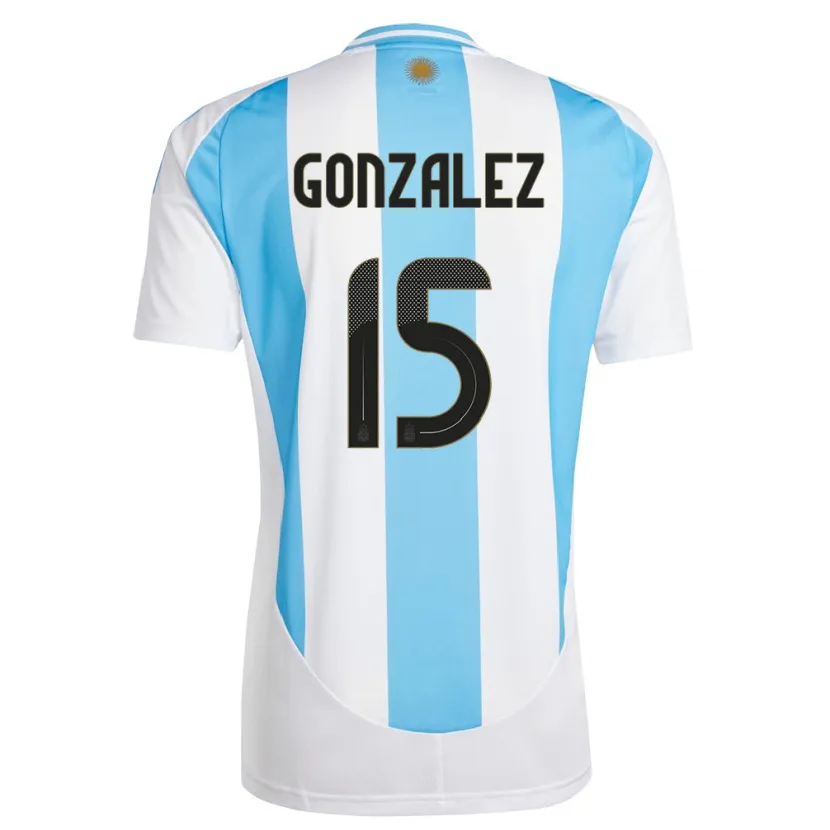 Danxen Barn Argentina Nicolas Gonzalez #15 Hvit Blå Hjemmetrøye Drakt Trøye 24-26 Skjorter T-Skjorte