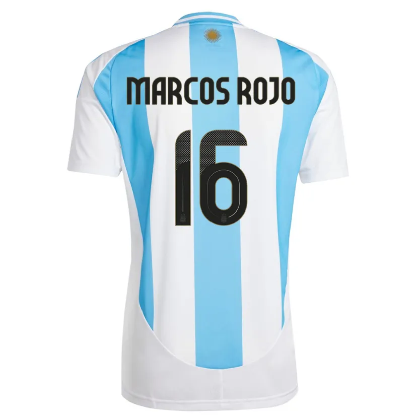 Danxen Barn Argentina Marcos Rojo #16 Hvit Blå Hjemmetrøye Drakt Trøye 24-26 Skjorter T-Skjorte