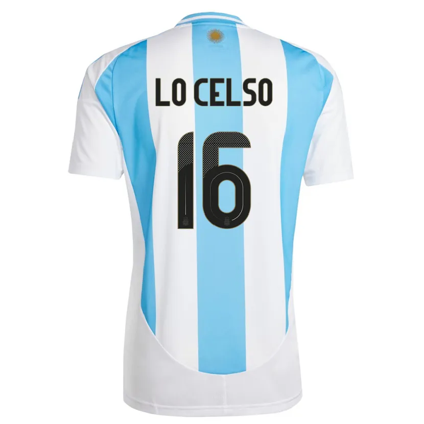 Danxen Barn Argentina Giovani Lo Celso #16 Hvit Blå Hjemmetrøye Drakt Trøye 24-26 Skjorter T-Skjorte