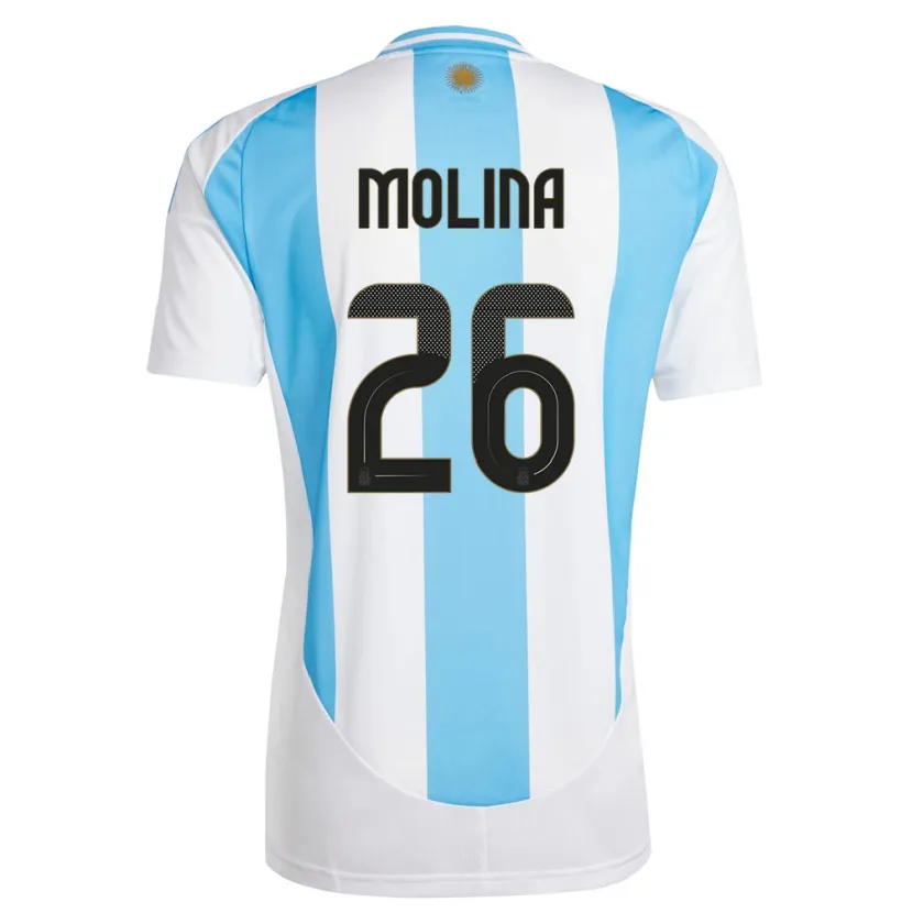 Danxen Barn Argentina Nahuel Molina #26 Hvit Blå Hjemmetrøye Drakt Trøye 24-26 Skjorter T-Skjorte
