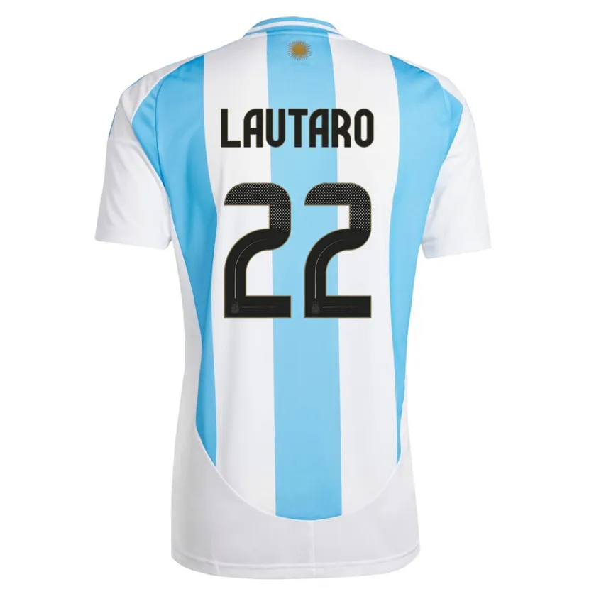 Danxen Barn Argentina Lautaro Martinez #22 Hvit Blå Hjemmetrøye Drakt Trøye 24-26 Skjorter T-Skjorte