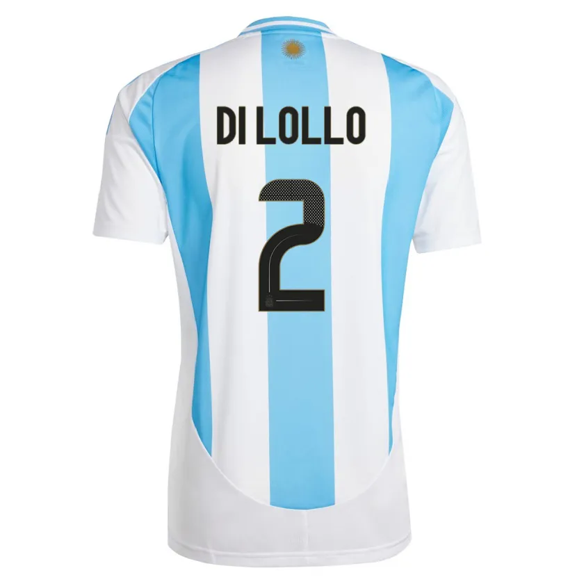 Danxen Barn Argentina Lautaro Di Lollo #2 Hvit Blå Hjemmetrøye Drakt Trøye 24-26 Skjorter T-Skjorte