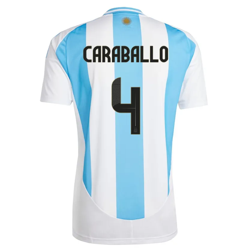 Danxen Barn Argentina Brian Caraballo #4 Hvit Blå Hjemmetrøye Drakt Trøye 24-26 Skjorter T-Skjorte