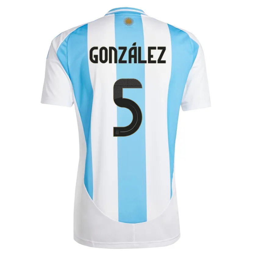 Danxen Barn Argentina Maximiliano Gonzalez #5 Hvit Blå Hjemmetrøye Drakt Trøye 24-26 Skjorter T-Skjorte