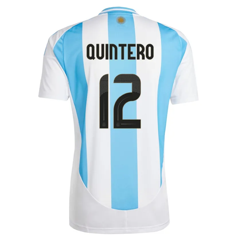 Danxen Barn Argentina Valentino Quintero #12 Hvit Blå Hjemmetrøye Drakt Trøye 24-26 Skjorter T-Skjorte