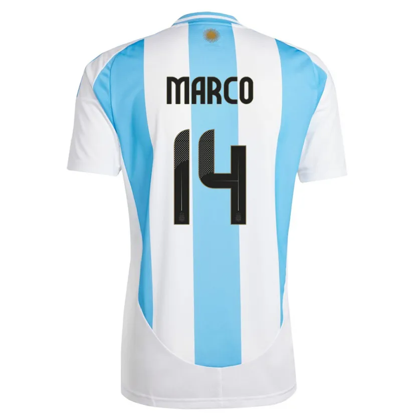 Danxen Barn Argentina Francisco Marco #14 Hvit Blå Hjemmetrøye Drakt Trøye 24-26 Skjorter T-Skjorte