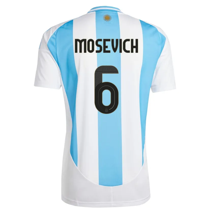 Danxen Barn Argentina Leonel Mosevich #6 Hvit Blå Hjemmetrøye Drakt Trøye 24-26 Skjorter T-Skjorte